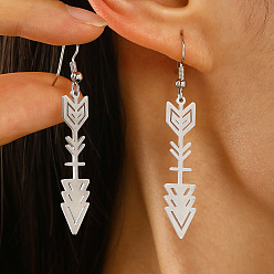 Нержавеющая Сталь Цвет 304 Серьги-подвески в виде стрел из нержавеющей стали для женщин, цвет нержавеющей стали, 57 мм