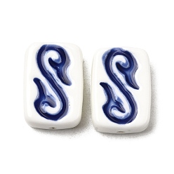 Белый Фарфоровые бусины ручной работы, прямоугольные, пастельный фарфор, белые, 22.5~23.5x15.5~16.5x8.5 мм, отверстие : 1.5~1.6 мм