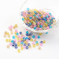 Mixed Color Baking Painted Crackle Glass Beads, Pastel Mix, Round, Mixed Color, 4~4.5x4mm, Hole: 1mm, about 400pcs/bag