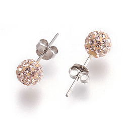 391_Silk Sexy Valentines Day Gifts for Her 925 Sterling Silver Austrian Crystal Rhinestone Ball Stud Earrings, 391_Silk, 15x6mm, Pin: 0.8mm