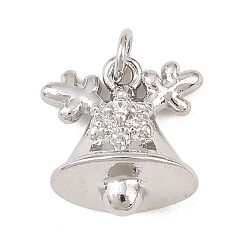 Платина Латунные микро проложить кубического циркония подвески, колокол прелести, без кадмия и без свинца, стойки покрытие, долговечный, с целью перехода в кольце, платина, 12.5x12x8.5 мм, отверстие : 3.4 мм