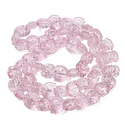 Flamingo Electroplate Baking Paint Transparent Glass Beads Strands, Crab, Flamingo, 13x16x8.5mm, Hole: 1.2mm, about 55pcs/strand, 24.41''(62cm)
