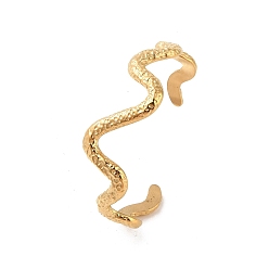 Настоящее золото 18K 304 Текстурированные волнистые открытые браслеты из нержавеющей стали для женщин, реальный 18 k позолоченный, внутренний диаметр: 1-7/8x2-1/2 дюйм (6.32x4.8 см)