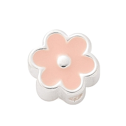 Темный Лосось 925 шарики стерлингового серебра, капля клея цветок, серебряные, темный лосось, 6x5.5x3 мм, отверстие : 1 мм