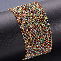 Colorful Brass Rhinestone Strass Chains, with Spool, Rhinestone Cup Chain, about 2880pcs Rhinestone/roll, Grade A, Raw(Unplated), Nickel Free, Colorful, 2mm, about 10yards/roll