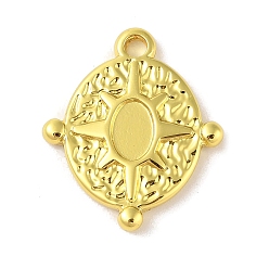Настоящее золото 18K 304 Настройки кабошон из нержавеющей стали кулон, овальные с солнцем, реальный 18 k позолоченный, лоток : 5.5x3.5 мм, 20.5x18x2.5 мм, отверстие : 1.7 мм