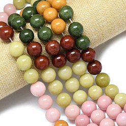 (52) Непрозрачная лаванда Натуральный Malaysia нефритовые бусы пряди, окрашенная и подогревом, круглые, разноцветные, 14 мм, отверстие : 1.5 мм, около 27 шт / нитка, 14.96'' (38 см)