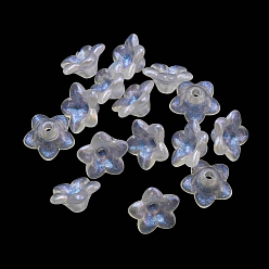 Clear AB Two-tone Opaque Acrylic Bead Caps, 5-Petal Flower, Clear AB, 9x4.5mm, Hole: 1.4mm