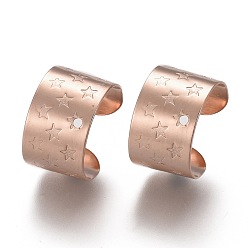 Розовое Золото 304 ушные манжеты из нержавеющей стали, с звезды шаблон, розовое золото , 11x10x7 мм, отверстие : 0.9 мм