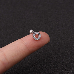 Нержавеющая Сталь Цвет 316l хирургическая нержавеющая сталь микропаве прозрачный кубический цирконий кольцо серьги хрящ, цвет нержавеющей стали, 6 мм, штифты : 1.2 мм