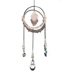 Розовый Кварц Грубый необработанный натуральный розовый кварц кулон висячие украшения, стеклянный ловец солнца в форме капли и звезды с железной цепочкой, для оформления окон дома и сада, 400 мм