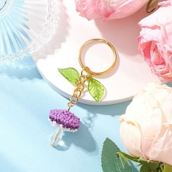 Средняя Орхидея Брелок из стеклянных семян, стекла и прозрачного акрила, с железными разрезными брелоками, гриб, золотые, средне орхидеи, 80 мм