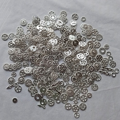 Серебро Сплав цинка с открытой спиной ободок кабошоны, передача, для diy уф смолы, изготовление ювелирных изделий из эпоксидной смолы, без кадмия и без свинца, серебряные, 7~18x7~19 x ~ 1~2 мм, около 100 г / мешок