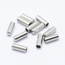 Stainless Steel Color 304 Stainless Steel Cord End Caps, Column, Stainless Steel Color, 7x2.5mm, Inner Diameter: 2mm