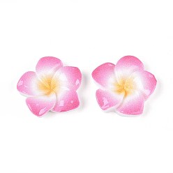 Ярко-Розовый Кабошоны из непрозрачной смолы в виде цветка плюмерии, ярко-розовый, 20~21x20~21x4.5~5 мм
