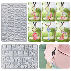 Letter Силиконовые формы, подвесные формы, формы для литья гипсовой смолы, белые, буквы, 205x310x7 мм, внутренний диаметр: 31~64.5x21.5~46 мм