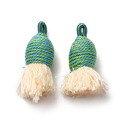 Кукурузный Шелк Хлопковые подвески с кисточками, полиэстером, цвет колоса кукурузы, 32~37x11~12 мм, отверстие : 2x4.5 мм