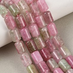Pink Природных кристаллов кварца бисер нитей, колонка, окрашенные, розовые, 12~12.5x8 мм, отверстие : 0.9 мм, около 30 шт / нитка, 14.57'' (37 см)