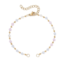 Лиловый Ручная работа 304 изготовление браслета-цепочки из нержавеющей стали и граненых стеклянных бусин в форме ронделей, золотые, сирень, 6-3/4 дюйм (17.3 см)