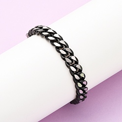 Черный 304 браслеты из нержавеющей стали с кубинскими звеньями для мужчин и женщин, ионное покрытие (ip), матовые, чёрные, 8-3/8 дюйм (21.4 см)