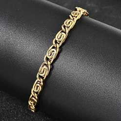 Настоящее золото 18K 304 Браслеты из нержавеющей стали с вихревыми звеньями для женщин, ионное покрытие (ip), долговечный, реальный 18 k позолоченный, 8.03 дюйм (20.4 см)