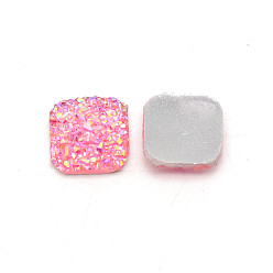 Pink Кабошоны из смолы, квадратный, розовые, 9.5x9.5x3 мм