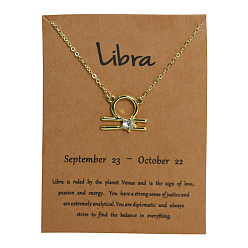 Весы Ожерелья из сплава с кристаллами и стразами в виде созвездия для женщин, золотые, Весы, 14.96 дюйм (38 см)