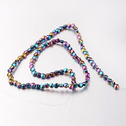 Multi-color Plated Electroplate Non-magnetic Synthetic Hematite Bead Strands, Flat Round, Multi-color Plated, 4x3mm, Hole: 1mm, about 102pcs/strand, 15.7 inch