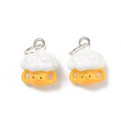 Золотистый Подвески из эмали и сплава, напитки чары, платина, золотые, 15x11.5x10 мм, Перейти кольцо: 7x1 мм, 5 мм внутренним диаметром