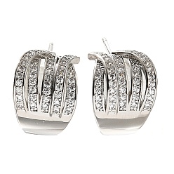 Платина Серьги-гвоздики из латуни с кубическим цирконием и стеклом, без кадмия и без свинца, платина, 15.5x16 мм