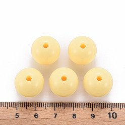 Yellow Opaque Acrylic Beads, Round, Yellow, 16x15mm, Hole: 2.8mm, about 220pcs/500g