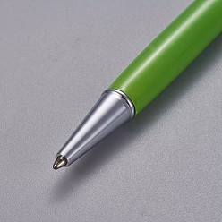 Yellow Green Creative Empty Tube Ballpoint Pens, with Black Ink Pen Refill Inside, for DIY Glitter Epoxy Resin Crystal Ballpoint Pen Herbarium Pen Making, Silver, Yellow Green, 140x10mm