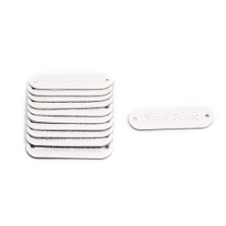 Белый Овальные этикетки с надписью из искусственной кожи ручной работы, для джинсов своими руками, , обуви, аксессуары для шляп, белые, 45x12 мм