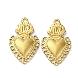 Настоящее золото 18K 304 Ссылки на компоненты люстры из нержавеющей стали в форме священного сердца, ионное покрытие (ip), реальный 18 k позолоченный, 27.5x17x3 мм, отверстия : 1.7 mm и 1.3 мм