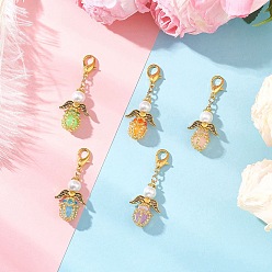 (52) Непрозрачная лаванда Подвески из светящегося акрила и стеклянных бусин ручной работы, Сплав с застежками когтя омара, ангел, разноцветные, 52 мм