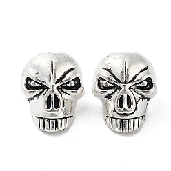 Античное Серебро Сплавочные овальные бусины тибетского стиля , без кадмия и без свинца, череп, античное серебро, 15x12x11 мм, отверстие : 4.5 мм, Около 254 шт / 1000 г