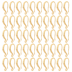 Настоящее золото 24K 30шт. стойка с покрытием латунные крючки для сережек, с горизонтальными петлями, без свинца и без кадмия, реальный 24 k позолоченный, 19x2.5 мм, отверстие : 2 мм, 24 датчик, штифты : 0.5 мм