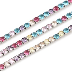 Платинированный 925 цепочки из стерлингового серебра с разноцветными кубическими циркониями, для изготовления теннисных браслетов и ожерелий, Реальная платина, 2.5x2 мм