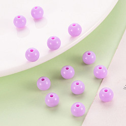 Violet Opaque Acrylic Beads, Round, Violet, 8x7mm, Hole: 2mm, about 1745pcs/500g