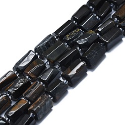 Тигровый глаз Нити окрашенных бусин из натурального синего тигрового глаза (окрашенных и нагретых), с бисером, граненые, колонка, 12~13x6~8x6~8 мм, отверстие : 1 мм, около 28 шт / нитка, 15.55''~15.75' (39.5~40 см)