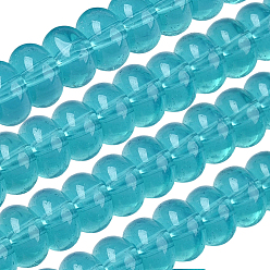 Темный Голубой 3 нити из искусственного нефрита и стеклянных бусин, рондель, темные голубые, 8~8.5x4.5~5 мм, отверстие : 1.2 мм, около 75~77 шт / нитка, 14.96 дюйм (38 см)