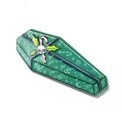 Skull Печатные акриловые подвески, на Рождество, очарование гроба, Рисунок черепа, 52x25x2.5 мм, отверстие : 1.8 мм