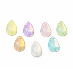 (52) Непрозрачная лаванда Каплевидная форма с эффектом мокко пришивка стразами, k 5 стеклянный страз, 2-отверстие ссылка, плоская спинка с покрытием, швейные украшения, разноцветные, 28x17x7 мм, отверстие : 1 мм