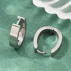 Stainless Steel Color 201 Stainless Steel Hoop Earrings, Oval, with 304 Stainless Steel Pin, Stainless Steel Color, 21x16.5x5mm