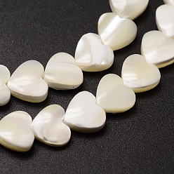 Creamy White Natural Trochid Shell/Trochus Shell Beads Strands, Heart, Creamy White, 8x8x3~4mm, Hole: 1mm, about 50~53pcs/strand, 15.5 inch