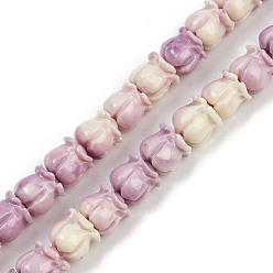 чертополох Нити резных бусин синтетического коралла, цветок, чертополох, 7.5~8x8~8.5x8~8.5 мм, отверстие : 1.4 мм, около 45 шт / нитка, 14.09'' (35.8 см)