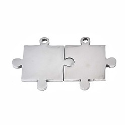 Couleur Acier Inoxydable Pendentifs en acier inoxydable anti-ternissement, puzzle, couleur inox, 201mm, Trou: 30x49.5x2mm