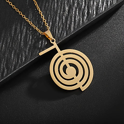 Настоящее золото 18K 304 подвеска из нержавеющей стали с символом спирали Рейки, цепочка с кабелем, реальный 18 k позолоченный, 19.69 дюйм (50 см)