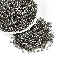 Коричневый Серебряные подкладке стекло бисер, двухконусные, кофе, 3x4 мм, отверстие : 1.5~1.6 мм, Около 9000 шт / фунт