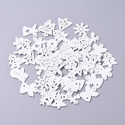 Белый Кулоны из натурального тополя, окрашеные, на Рождество, Crhistmas перчатки, белые, 32~37.5x27~30.5x2.5 мм, отверстие : 1.8 мм